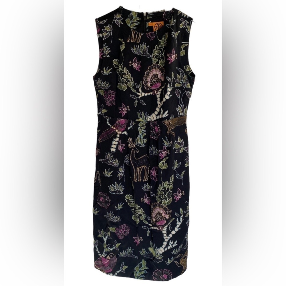 Tory Burch Silk/Cotton Blend Floral Embroidered Black Dress
